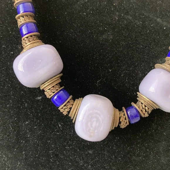 Murano Glass Necklace Artist Studio Made Purple Beads - Picture 4 of 8